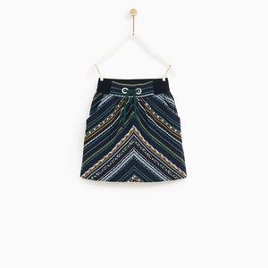Zara Girls Jacquard Skirt with Central Cord